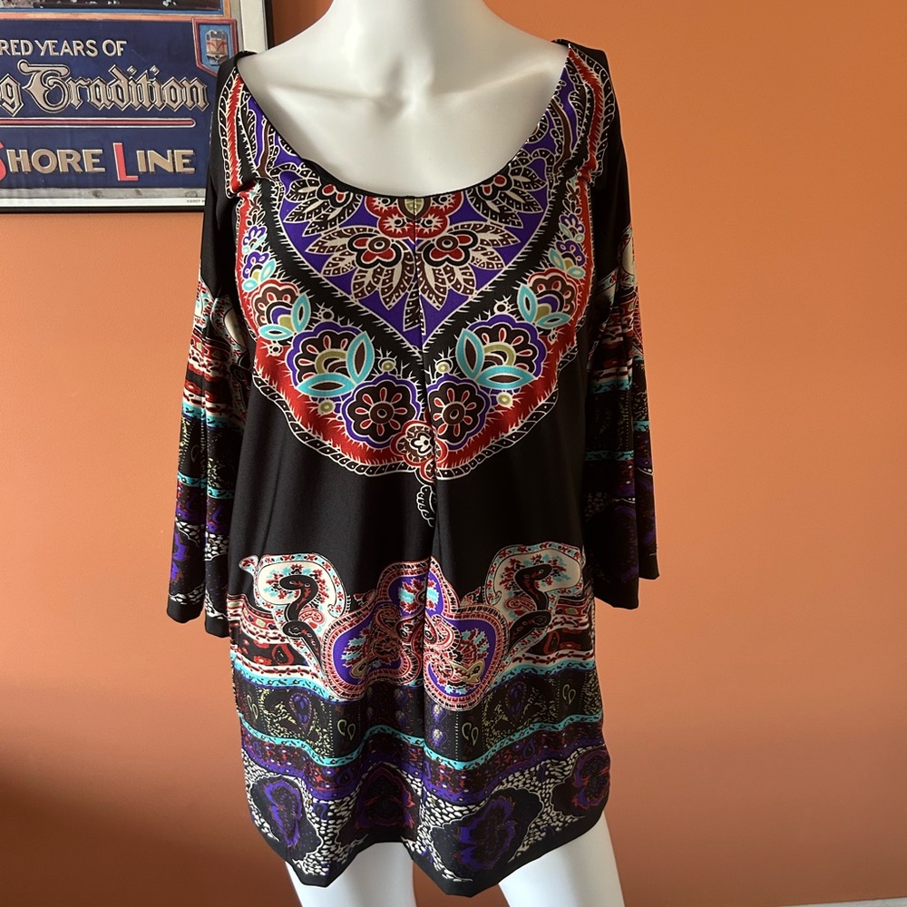 Bailey Blue Black/Multi Patterned Silky Tunic/Min… - image 2